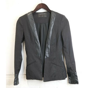 Calvin Klein Jacket with Faux Leather Trim - Women's Small
